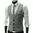 thumbnail image 2 of Three-button Korean Style Men's Slim-fit V-neck Suit Vest Men's British Business Fashion Suit Vest-black-2XL, 2 of 4
