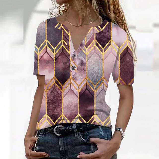 ICHUANYI Liquidación Mujer Verano Impresión Botones Manga Larga Casual Blusa Camiseta Jersey Camisas ICHUANYI WER202308246837