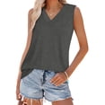 thumbnail image 7 of Summer Tunic Tops For Women V Neck Sleeveless Tee Plain Basic Camisole Slim Fitted Cami Dressy Classic Vest Office Work Trends T Shirts Tank Top Clothing, 7 of 7