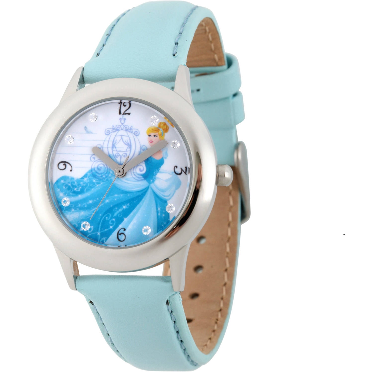 Disney Princess Cinderella Girls' Stainless Steel Glitz Watch, Blue