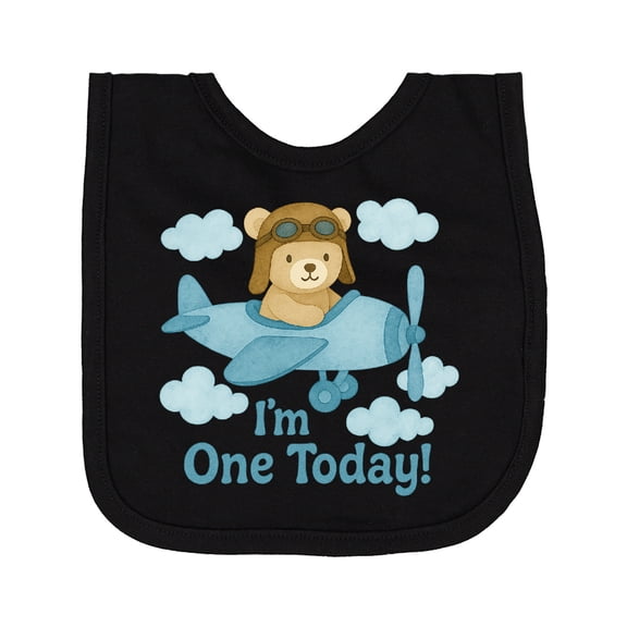 Inktastic 1st Birthday Airplane Teddy Bear I'm One Today Newborn Bib
