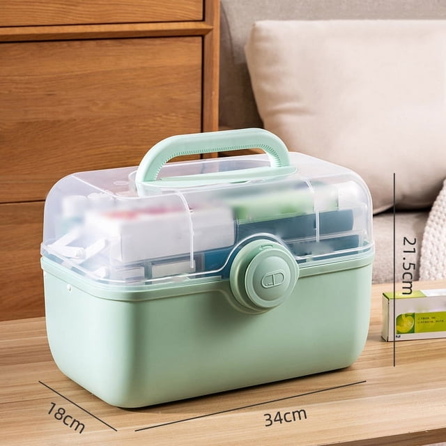 Caja médica, caja de almacenamiento de medicamentos, caja de tapa transparente médica de plástico, organizador de caja de medicamentos, máxima comodidad