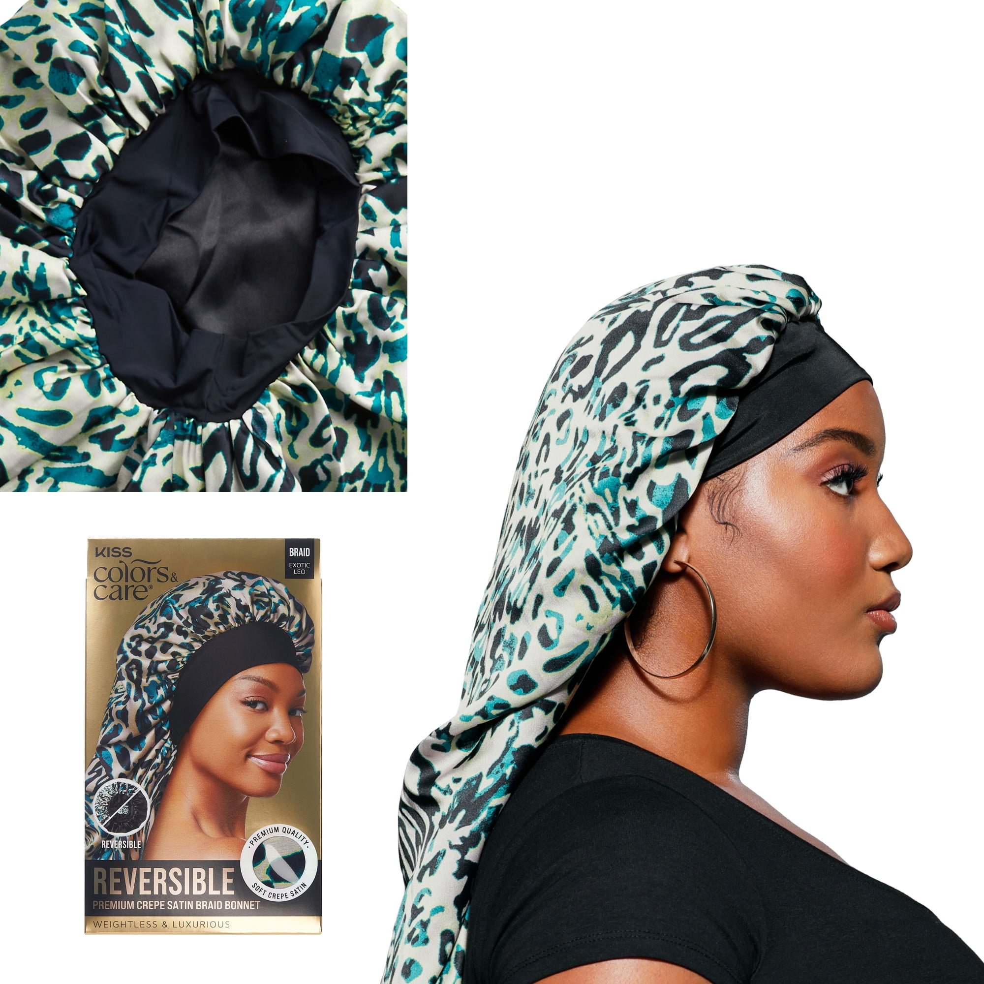 KISS Colors & Care Reversible Premium Crepe Satin Braid Bonnet