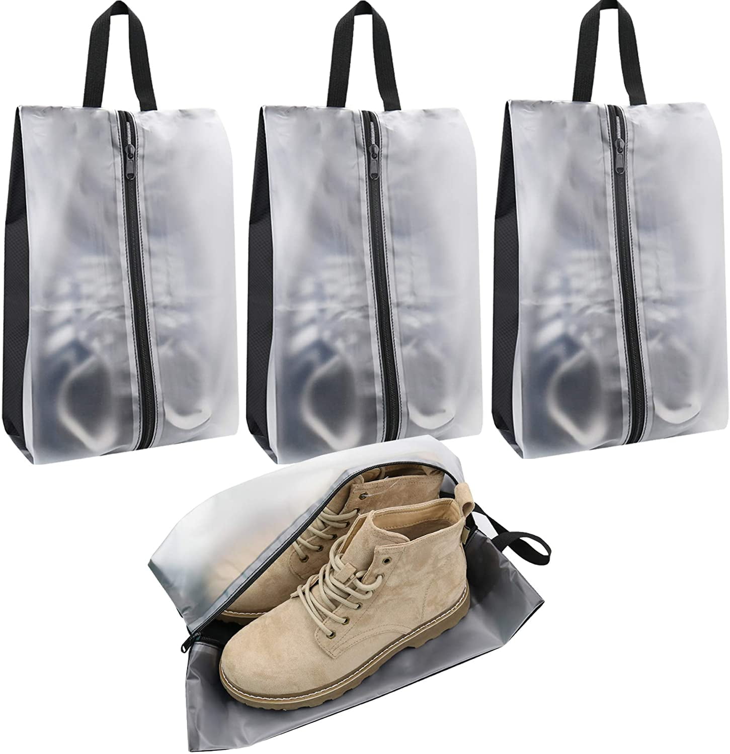 EKEES Clear Perforated Drawstring shoe bag for hanging organizing travel 4 Pack 