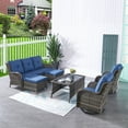 thumbnail image 3 of PARKWELL Patio Furniture Set 6 Pieces PE Rattan Furniture Set Wicker Outdoor Sectional Sofa with Patio Swivel Chairs,Patio Ottomans,Outdoor Coffee Table Grey/Blue, 3 of 9