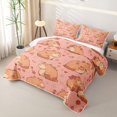 thumbnail image 3 of Erosebridal Capybara Lover Twin Quilt Set for Boys Girls, Love Heart Flower Twin Coverlet Set, 2 Pieces, 3 of 7