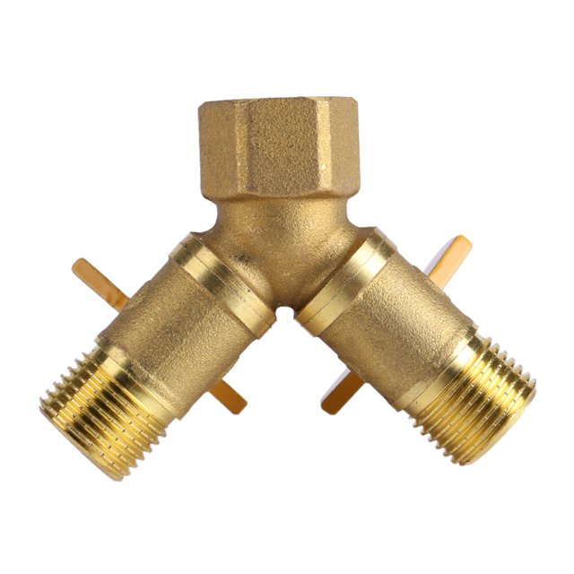 Adaptador de grifo de vía, conector de grifo de vía de riego de jardín de latón G1/2, conector de grifo doble multifuncional