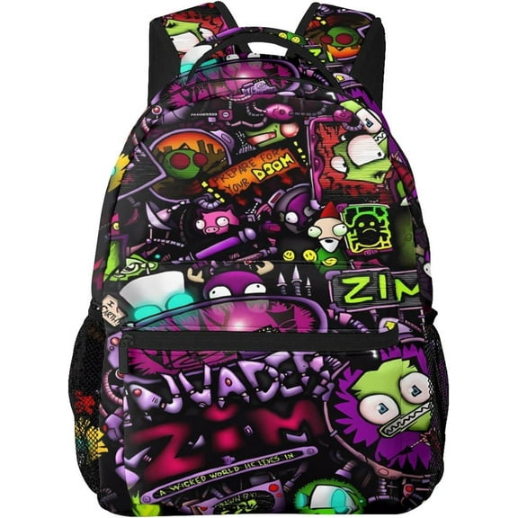 Backpacks Invader Anime Zim Adjustable Laptop Backpack Double Shoulder Bag for Women Men Climbing Shopping Work