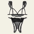 thumbnail image 5 of Gibobby Lencería para sexo Ropa de dormir Conjunto de lencería Plus Sujetador de mujer + Tanga Ropa interior de tamaño de encaje negro (Negro, XL), 5 of 5
