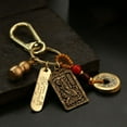 thumbnail image 5 of Chinese Style Metal Amulet Brass Eight Guardian God Pendant Zodiac Keychain Five Emperors Money Gourd Key Chain OX, 5 of 8