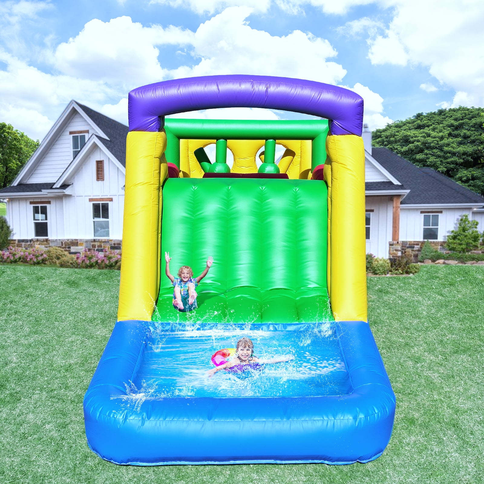 Relunch 22 ft Commercial PVC Inflatable Bounce House Obstacle Course with Water Slides & Blower for Kids Outdoor Party 22x8x8.2FT