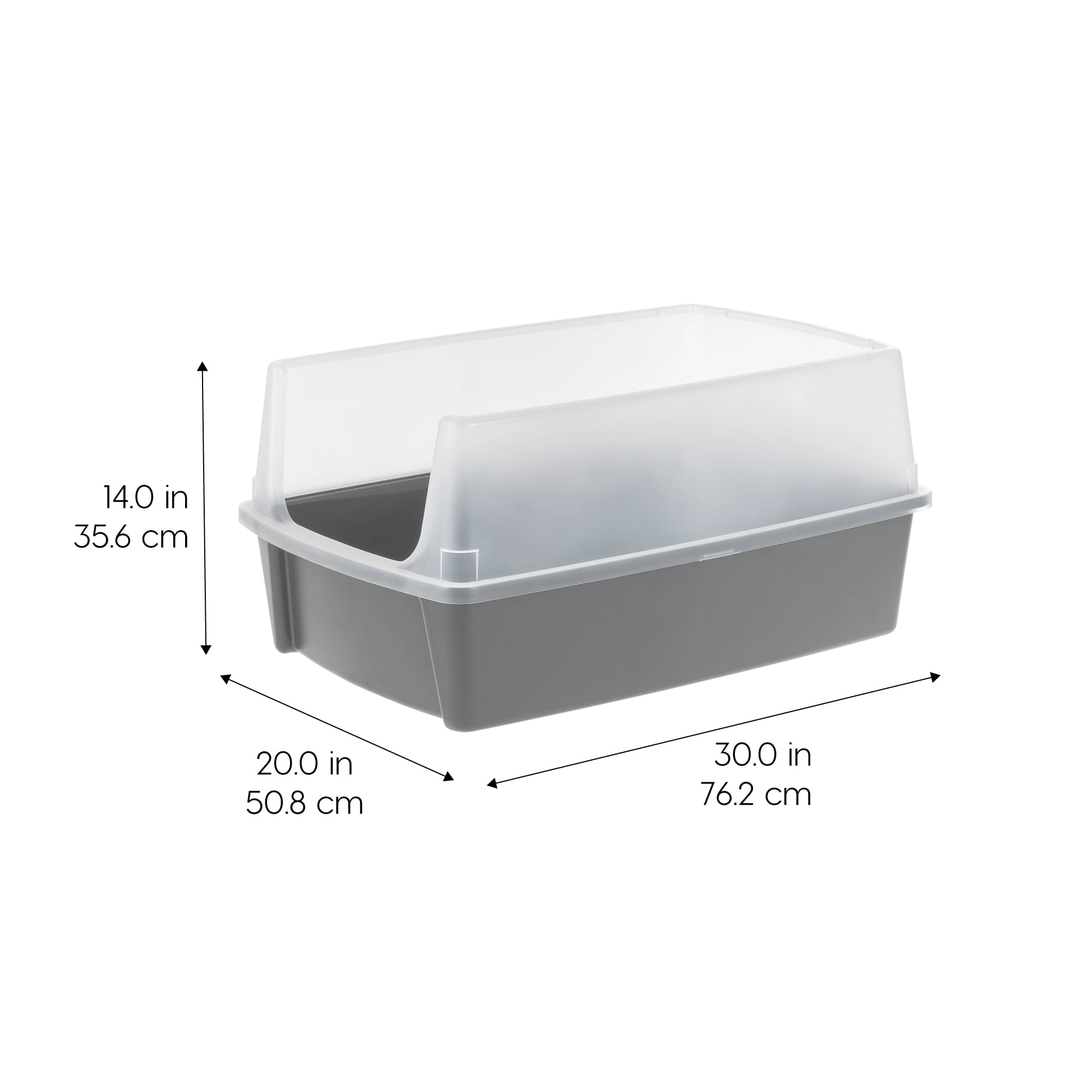 IRIS, XXL Open-Top Cat Litter Box with High Sides, Easy to Clean for Big Cats, Gray
