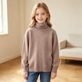 thumbnail image 5 of Husipze Kids Turtleneck Knit Sweater Ligthweight Long Sleeve Solid Cozy Knit Classic Casual Warm Pullover Khaki 1-2 Years, 5 of 8