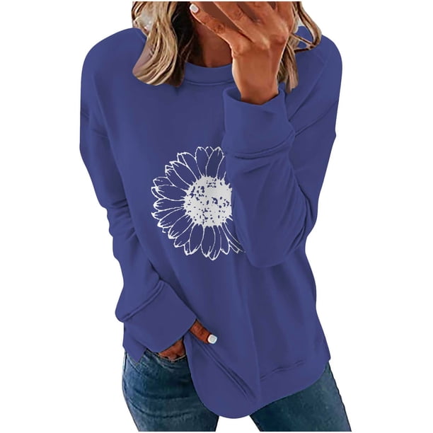 ICHUANYI Liquidación Camiseta holgada estampada a la moda para mujer Blusa de manga larga cuello redondo Tops casuales sudadera con capucha ICHUANYI WER202308255618