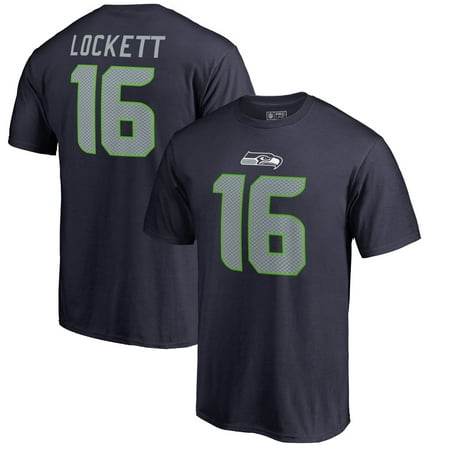 College Team Shorts Tyler Lockett Seattle Seahawks NFL Pro Line by Fanatics Branded Team Authentic Stack Name & Number T-Shirt - College Navy ()