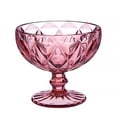 thumbnail image 3 of STP GOODS Vintage Embossed Glass Dessert Bowl Set of 4 pcs 8.45 fl oz (250 ml) Glass Candy Bowl Serving Bowl with Stem Ice Cream Bowl for Pudding Fruit Snack Trifle Appetizes, Burgundy, 3 of 6