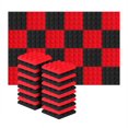 thumbnail image 1 of 24 paneles de espuma acústica insonorizante para estudio, 25 x 25 x 5 cm, con aislamiento acústico piramidal, color negro y rojo., 1 of 7