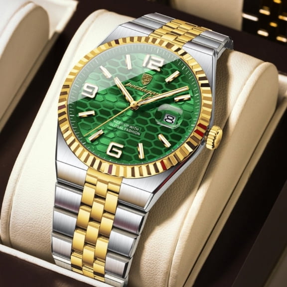 POEDAGAR Men’s Quartz Wrist Watch Stainless Steel Analog Watch with Luminous Hands and Date Display Water Resistant Casual Fashion Wristwatch