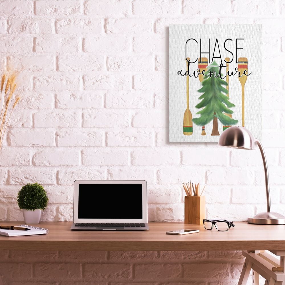 Stupell Industries Chase Adventures Phrase Trees Oars Motivational Graphic Art Canvas Wall Art Design by Kim Allen, 30" x 40"