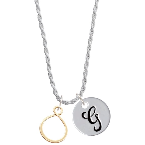 Delight Jewelry Goldtone Infinity Loop Silvertone Script Initial Disc - G - Charm Necklace, 20"+3"