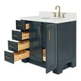 thumbnail image 5 of ARIEL Taylor 36 Inch Right Offset Rectangle Sink Bathroom Vanity With Carrara White Quartz Countertop 1.5 Edge In Midnight Blue, 5 of 7