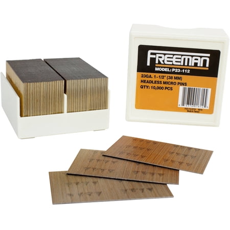 Freeman P23-112 23 GA 1 1/2-Inch Glue Collated Pin Nails, 10,000 Count