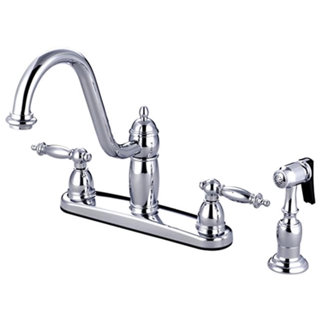 Kingston Brass KB7111TLBS Robinet de Cuisine à Double Poignée 8 Po avec Pulvérisateur en Laiton