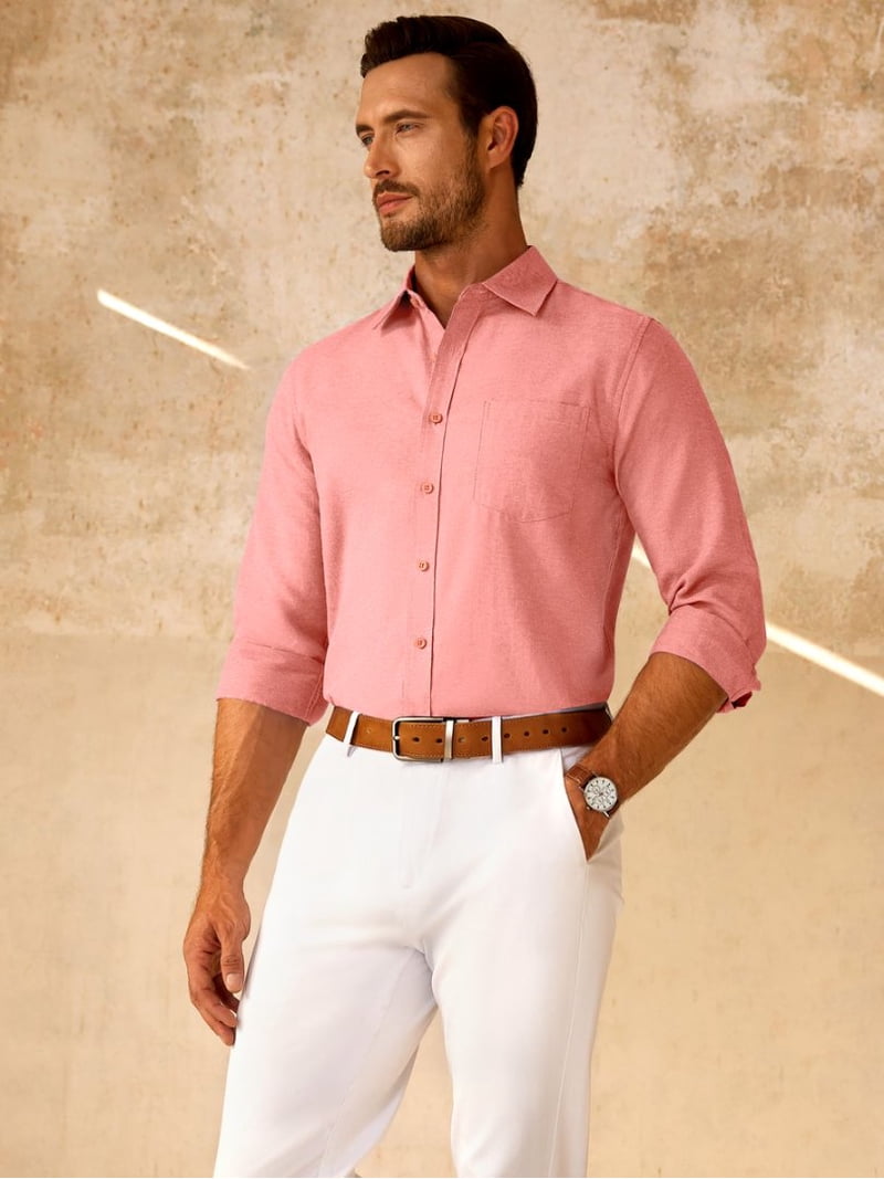 Sogami Mens Oxford Button Down Shirt Mordern Fit Formal Dresses Shirt For Work