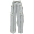 thumbnail image 4 of Womens Barrel Pants Drawstring Wide Leg Sweatpants Baggy Summer Lounge Pants High Waisted Casual Beach Trousers, 4 of 5