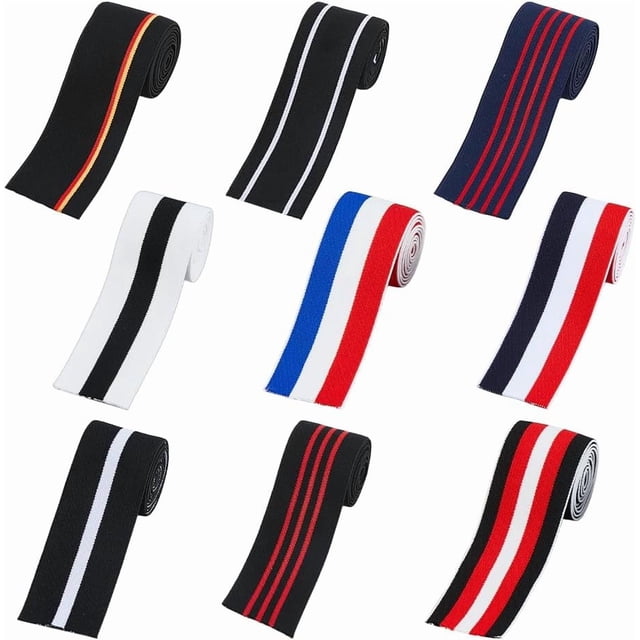 9 yardas de cinta elástica suave para la cintura, 9 colores, cinta elástica cómoda para coser, ribete elástico a rayas de colores