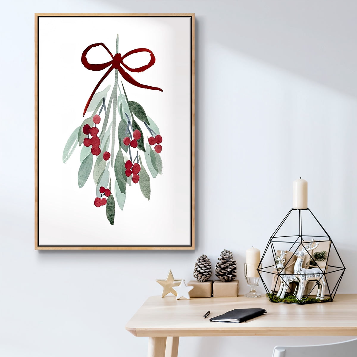 Come Across II - Framed Gallery Wrapped Holiday Canvas - 25 x 37 - Natural Wood Frame