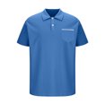 thumbnail image 4 of Iugvhana Men's Half Zip Golf Shirts Casual Pullover Short Sleeve Collared Polo Shirt with Pocket Athletic Gym Tops Blue XL, 4 of 5