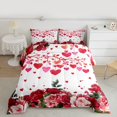 thumbnail image 2 of Feelyou Valentine's Day Rose Twin Comforter Sets, Love Heart Couple Bedding Set, 2 Pieces, 2 of 8
