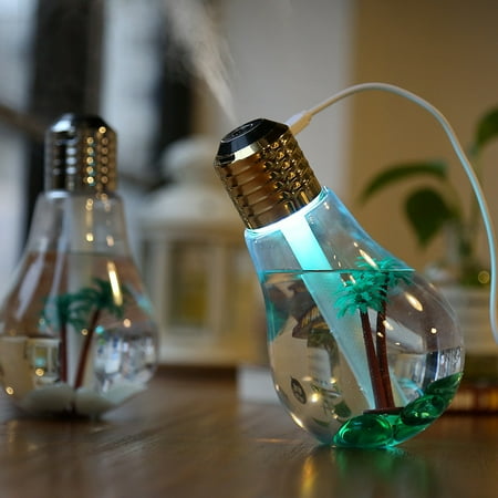 

1111Fourone Light Bulb Humidifier Air Ultrasonic Usb 400Ml Diffuser Atomizer Freshener Mist Maker For Home Office