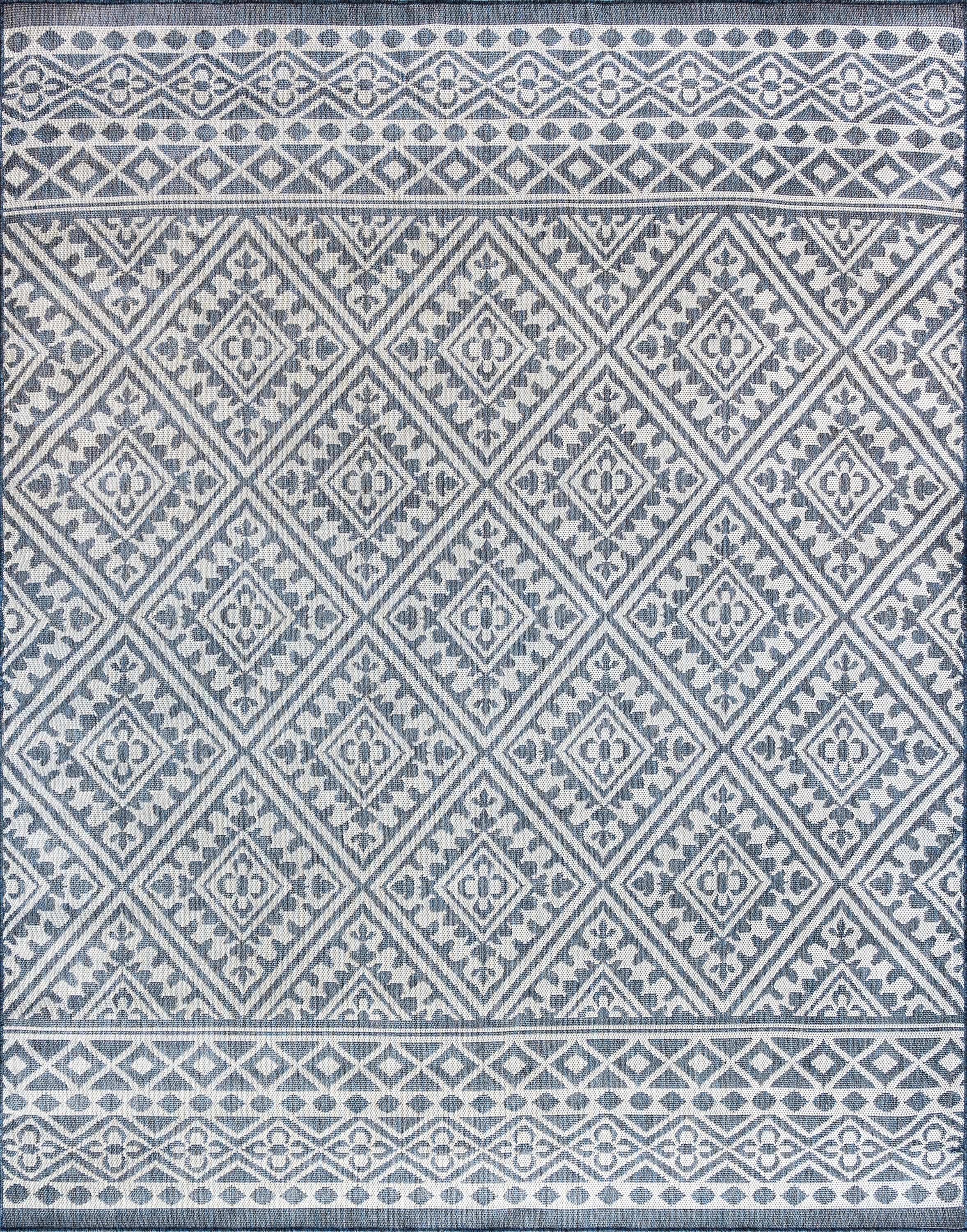 5x7 Water Resistant, Indoor Outdoor Rugs for Patios, Front Door Entry, Entryway, Deck, Porch, Balcony | Outside Area Rug for Patio | Blue, Tribal | Size: 5' x 6'11''