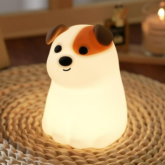 MYKOMI Puppy Night Light for Kids, Cute Dog Lamp Dog Lover Gifts for Women & Kid, Dimmable Silicone Animal Night Light for Baby Nursery, Rechargeable Touch Desk Lamp Table Lamp, Kawaii Room Decor