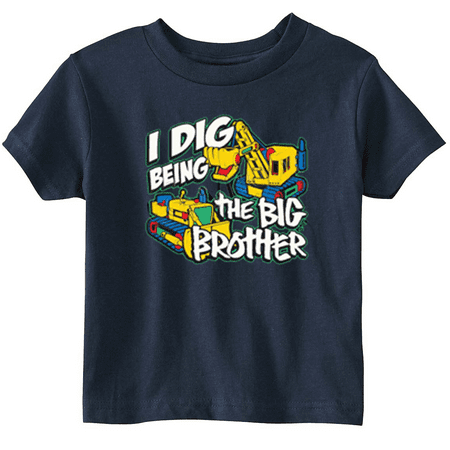Lil Shirts Little Boys I Dig being The Big Brother Youth and Toddler Tee Shirt (Blue,
