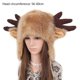 thumbnail image 3 of Women Winter Trapper Hat Earflap Warm Slouchy Faux Fleece Plush Cap Fluffy Cute Antlers Horns Windproof Warmer Earmuff horns, 3 of 4
