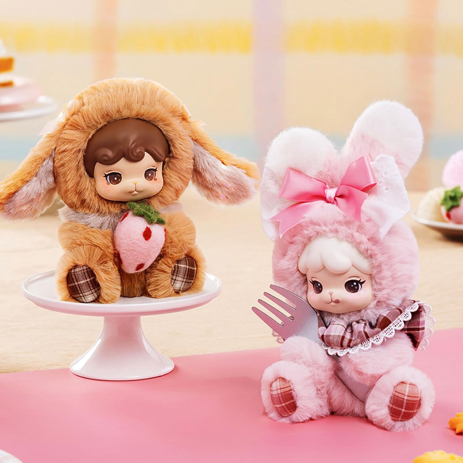 Rolife Cream & Cookii Bunny Plush Blind Box, Cute Kawaii Dessert Themed Stuffed Animal Keychain, Collectible Soft Plush Toy Bag Charm Gift for Adults Teens, Random Style 1pc