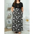 thumbnail image 6 of Mengpipi Womens Plus Size Floral Maxi Dress Short Sleeve High Waist Summer Casual Dress with Pockets M-5XL, 6 of 7