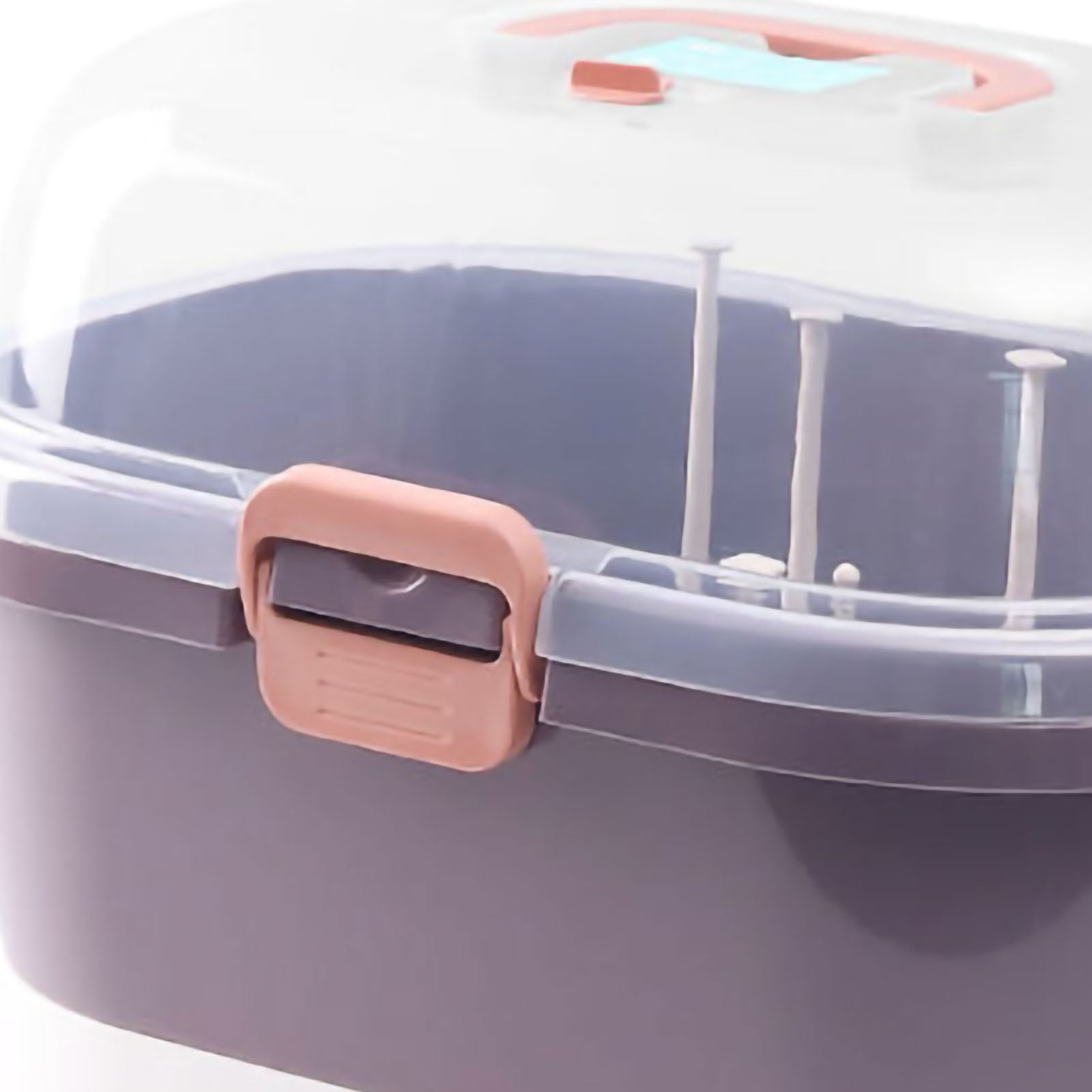 Baby Bottle Storage Drying Rack, Portable Nursing Cutlery Box Container, Anti-Dust Protect Lid Cover Organizer Drain Board,For Home And Travel Use. (Purple)