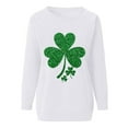 thumbnail image 4 of Goodeals Oversize Women's St Patricks Day Sweatshirt Sequin Lucky Shamrock Print Shirts Irish Gift Casual Long Sleeve Crewneck Pullover Tops Loose Fit Outfits(White,M), 4 of 5