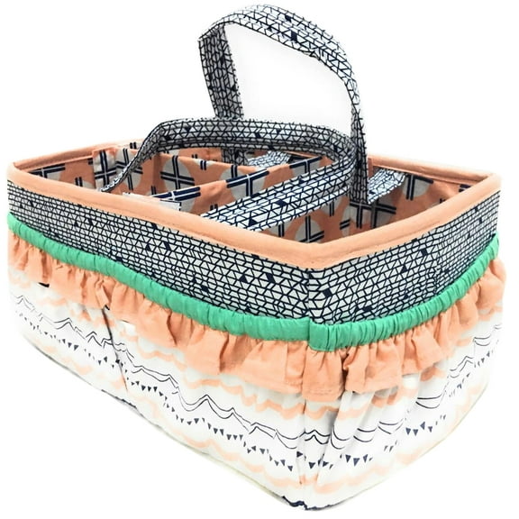 Bacati - Nursery Storage Caddy Tribal Olivia Coral/Navy Girls