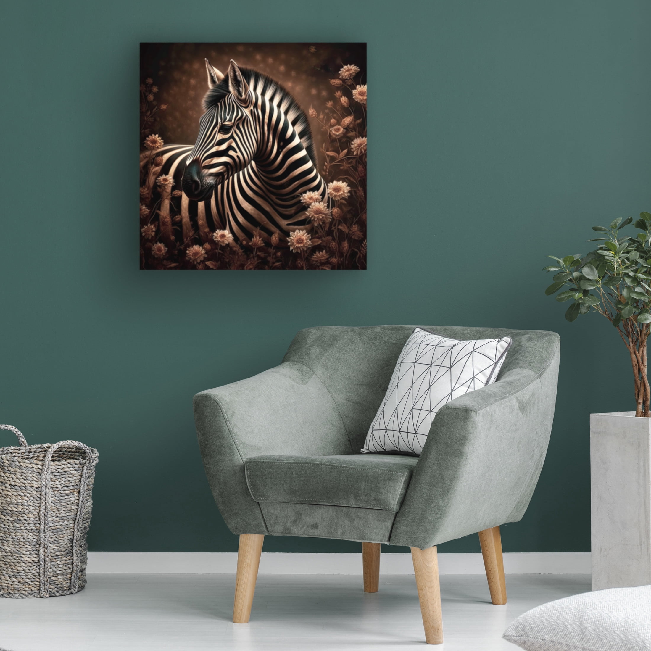 Canvas Wall Art - Sasha 'Zebra Portrait' Wall Art for Living Room, Bedroom, or Office Décor by Trademark Fine Art - 14 x 14 Inches