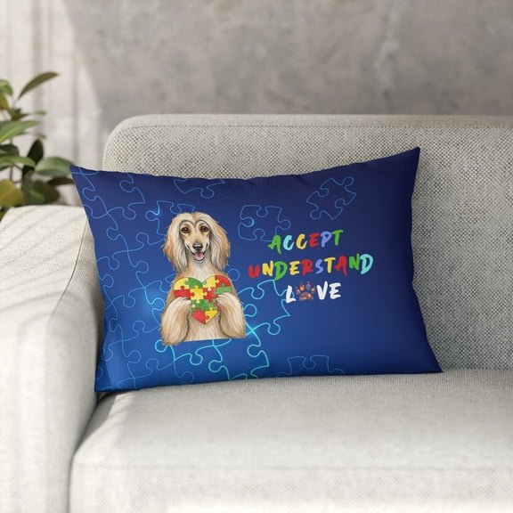 Autism Awareness Afghan Hound Accept Understand Love Pillowcase Double Sided Dog Lover Pillow Case Covers - 12003