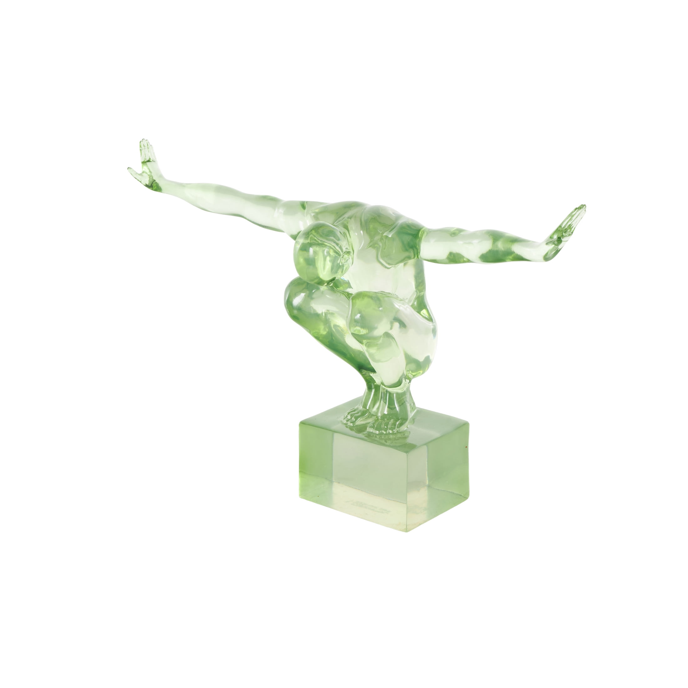 19" x 13" Green Resin Tinted Posing People Sculpture, by DecMode