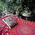 thumbnail image 3 of Bless International Indian hippie Bohemian Psychedelic Golden Blue Peacock Mandala Wall hanging Bedding Tapestry (Golden Red, Queen (84x90Inches)(215x230Cms)), 3 of 4
