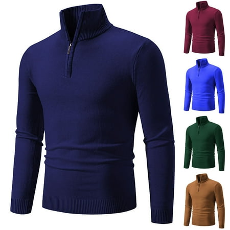 UVEASISHA Golf Polos for Men Slim Fit Stretch Zip Up Long Sleeve Sweaters Lightweight Casual Solid Base Layer T-shirt 2024 Fall and Winter Clothes Daily Deals Clearance Wine XL