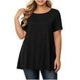 thumbnail image 2 of ClodeEU Plus Size Women's Round Neck Short Sleeve Tunic Top,Casual Loose A Line Flared Hem Solid Swing Blouse ,Women's Plus XXXXL, 2 of 6