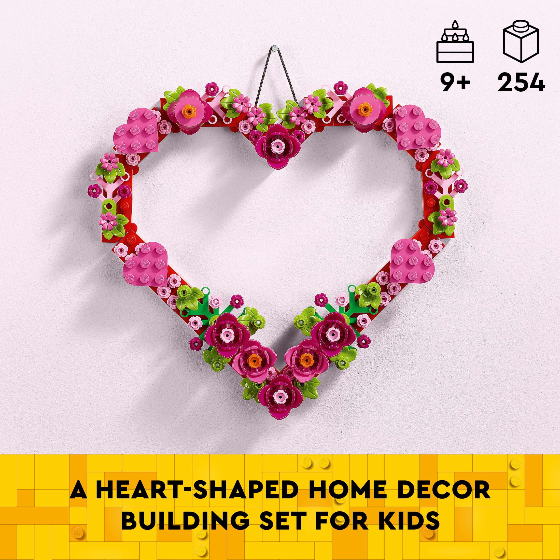 LEGO Heart Ornament Building Toy Kit, 40638, Artificial Flowers